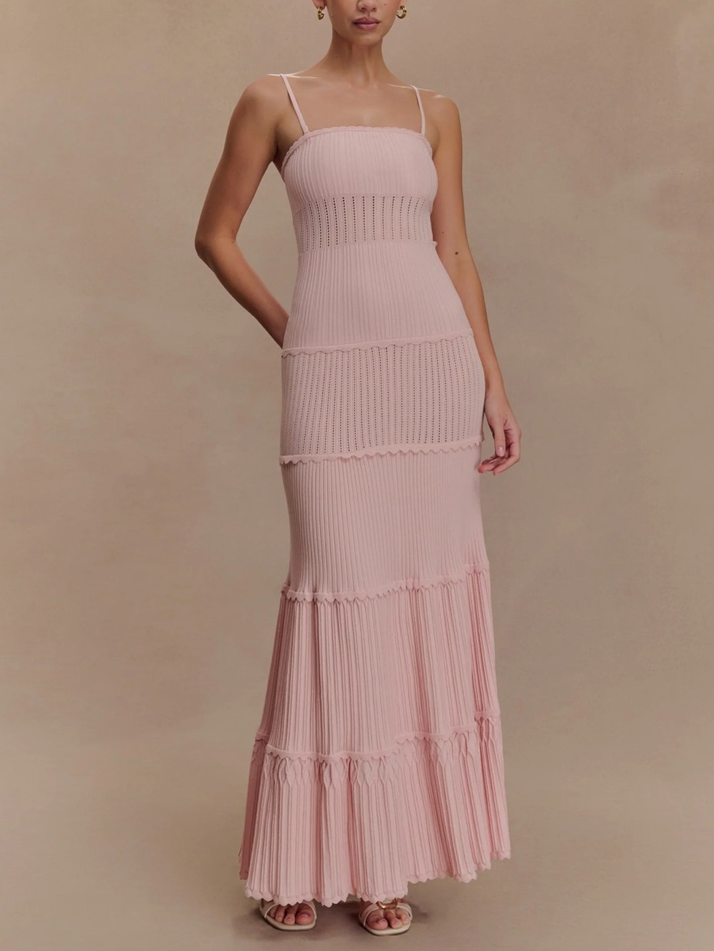 Meshki Finley Pointelle Knit Maxi Dress - Baby Pink